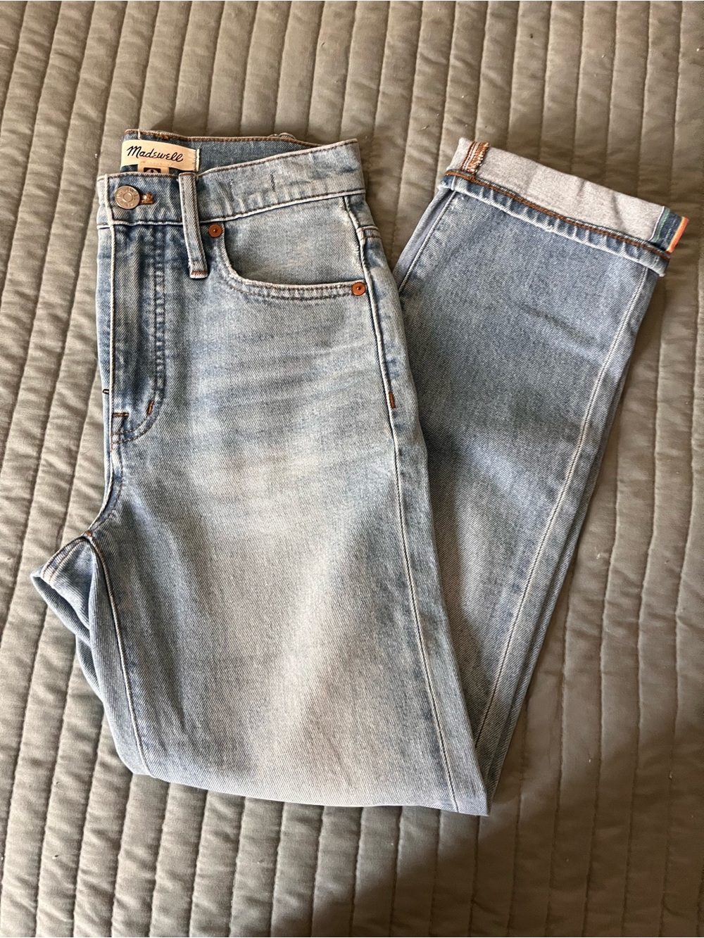 Madewell straight Jean cuffed hem